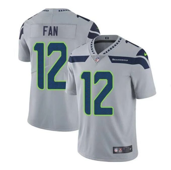 Men Seattle Seahawks #12 Fan Nike Grey Vapor Limited NFL Jersey->seattle seahawks->NFL Jersey